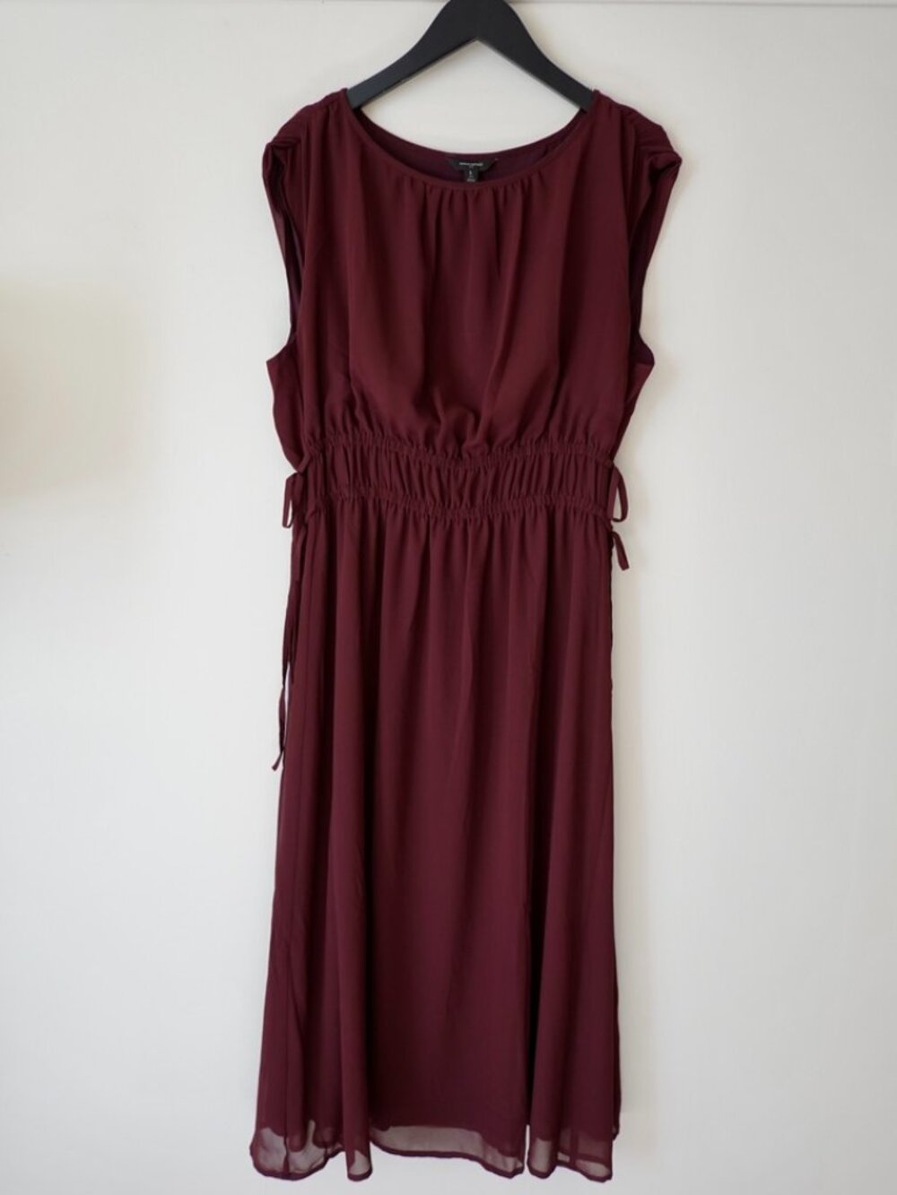 Banana Republic Side Tie Midi Dress Burgundy Large